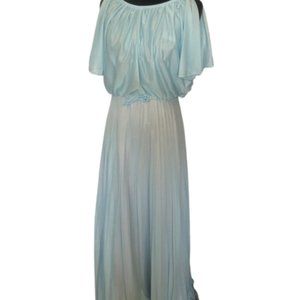 Vintage 1970's Blue and Pink Pleated Blouson Dress